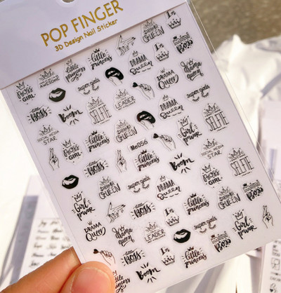 Nail Art Matricák Geometrikus francia betűk Üzenetek Vissza Ragasztó Körömmatricák Ideiglenes tetoválások Köröm Tippekhez Szépség