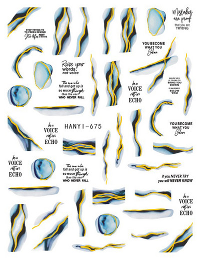 Nail Art Matricák Geometrikus francia betűk Üzenetek Vissza Ragasztó Körömmatricák Ideiglenes tetoválások Köröm Tippekhez Szépség