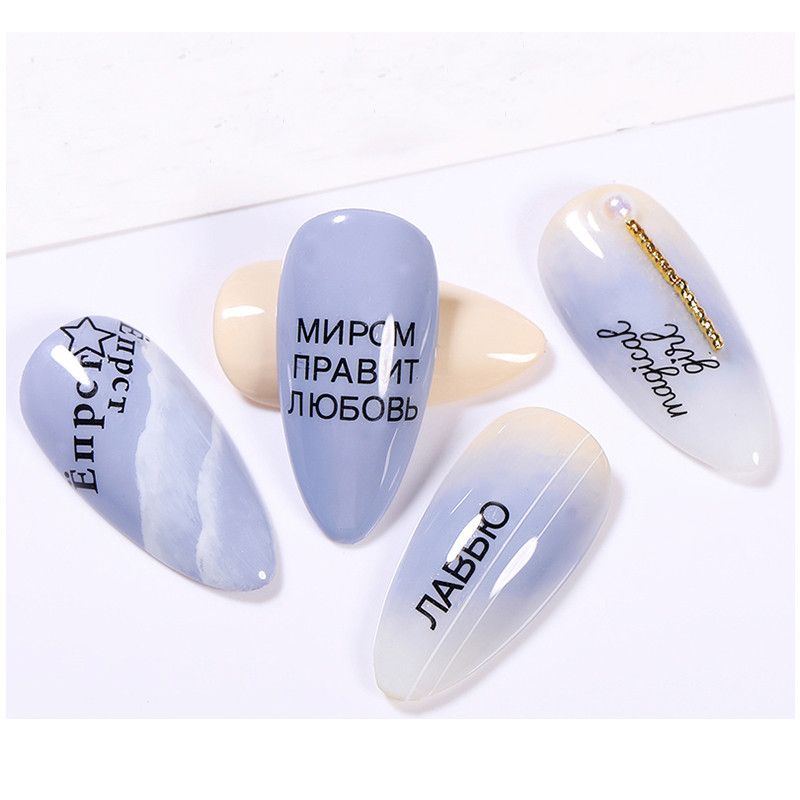 Nail Art Matricák Geometrikus francia betűk Üzenetek Vissza Ragasztó Körömmatricák Ideiglenes tetoválások Köröm Tippekhez Szépség