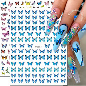 Nail Art Matricák Színes Pillangók Akvarell Virágok Virágok Hátra Ragasztó Körömmatricák Dekoráció Köröm Tippek Szépség
