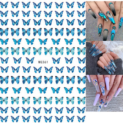 Nail Art Matricák Színes Pillangók Akvarell Virágok Virágok Hátra Ragasztó Körömmatricák Dekoráció Köröm Tippek Szépség