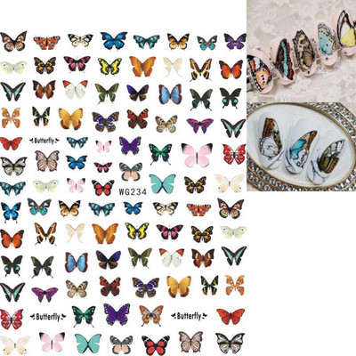 Nail Art Matricák Színes Pillangók Akvarell Virágok Virágok Hátra Ragasztó Körömmatricák Dekoráció Köröm Tippek Szépség