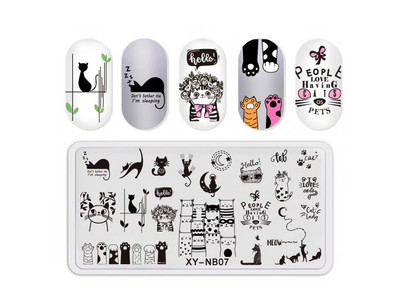 12*6 cm-es körömbélyegző lemezek szív macskaszám betűk fesztiválmintás körömdíszítő lemezek körömnyomó stencilsablonok