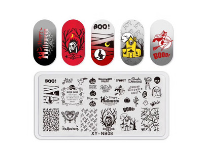 12*6 cm-es körömbélyegző lemezek szív macskaszám betűk fesztiválmintás körömdíszítő lemezek körömnyomó stencilsablonok