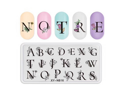 12*6 cm-es körömbélyegző lemezek szív macskaszám betűk fesztiválmintás körömdíszítő lemezek körömnyomó stencilsablonok