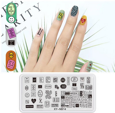 12*6 cm-es körömbélyegző lemezek szív macskaszám betűk fesztiválmintás körömdíszítő lemezek körömnyomó stencilsablonok