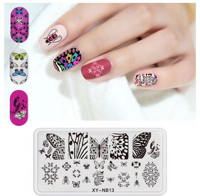 12*6 cm-es körömbélyegző lemezek szív macskaszám betűk fesztiválmintás körömdíszítő lemezek körömnyomó stencilsablonok