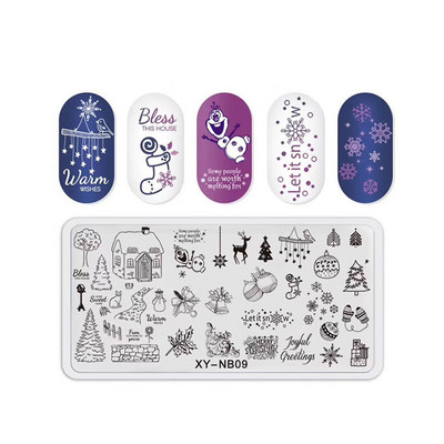 12*6 cm-es körömbélyegző lemezek szív macskaszám betűk fesztiválmintás körömdíszítő lemezek körömnyomó stencilsablonok