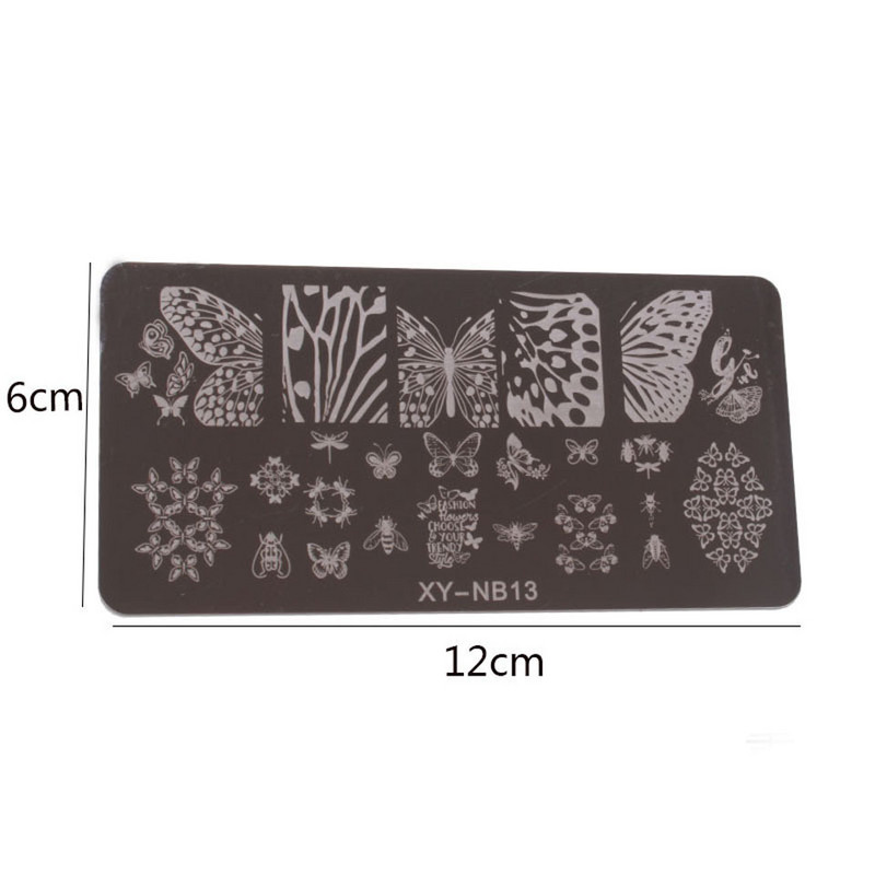 12*6 cm-es körömbélyegző lemezek szív macskaszám betűk fesztiválmintás körömdíszítő lemezek körömnyomó stencilsablonok