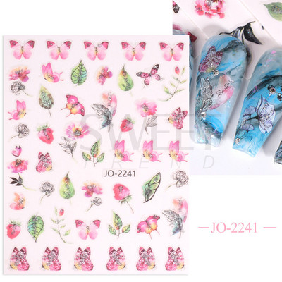 3D Akvarell Virág Körömmatricák Virágos geometriai vonalak Csillogó Levél Pillangó Tavaszi köröm dekor Gél Lakk Manikűr tippek BEJO