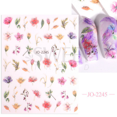 3D Akvarell Virág Körömmatricák Virágos geometriai vonalak Csillogó Levél Pillangó Tavaszi köröm dekor Gél Lakk Manikűr tippek BEJO