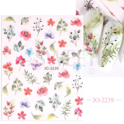 3D Akvarell Virág Körömmatricák Virágos geometriai vonalak Csillogó Levél Pillangó Tavaszi köröm dekor Gél Lakk Manikűr tippek BEJO