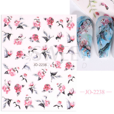 3D Akvarell Virág Körömmatricák Virágos geometriai vonalak Csillogó Levél Pillangó Tavaszi köröm dekor Gél Lakk Manikűr tippek BEJO