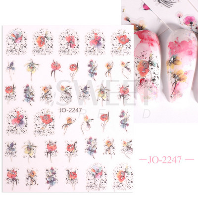 3D Akvarell Virág Körömmatricák Virágos geometriai vonalak Csillogó Levél Pillangó Tavaszi köröm dekor Gél Lakk Manikűr tippek BEJO