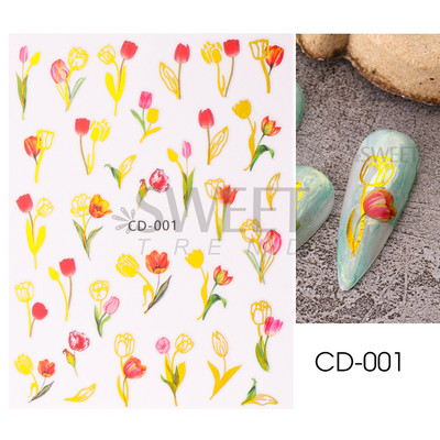 3D Akvarell Virág Körömmatricák Virágos geometriai vonalak Csillogó Levél Pillangó Tavaszi köröm dekor Gél Lakk Manikűr tippek BEJO