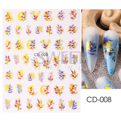 3D Akvarell Virág Körömmatricák Virágos geometriai vonalak Csillogó Levél Pillangó Tavaszi köröm dekor Gél Lakk Manikűr tippek BEJO
