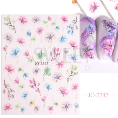 3D Akvarell Virág Körömmatricák Virágos geometriai vonalak Csillogó Levél Pillangó Tavaszi köröm dekor Gél Lakk Manikűr tippek BEJO