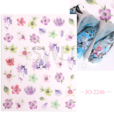 3D Akvarell Virág Körömmatricák Virágos geometriai vonalak Csillogó Levél Pillangó Tavaszi köröm dekor Gél Lakk Manikűr tippek BEJO