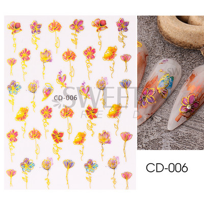 3D Akvarell Virág Körömmatricák Virágos geometriai vonalak Csillogó Levél Pillangó Tavaszi köröm dekor Gél Lakk Manikűr tippek BEJO