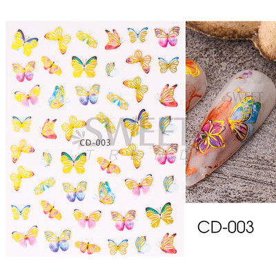 3D Akvarell Virág Körömmatricák Virágos geometriai vonalak Csillogó Levél Pillangó Tavaszi köröm dekor Gél Lakk Manikűr tippek BEJO