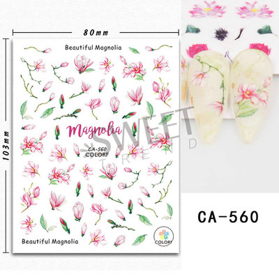 3D Akvarell Virág Körömmatricák Virágos geometriai vonalak Csillogó Levél Pillangó Tavaszi köröm dekor Gél Lakk Manikűr tippek BEJO