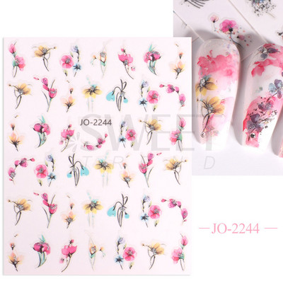 3D Akvarell Virág Körömmatricák Virágos geometriai vonalak Csillogó Levél Pillangó Tavaszi köröm dekor Gél Lakk Manikűr tippek BEJO
