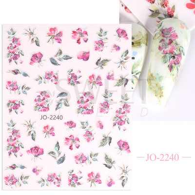 3D Akvarell Virág Körömmatricák Virágos geometriai vonalak Csillogó Levél Pillangó Tavaszi köröm dekor Gél Lakk Manikűr tippek BEJO