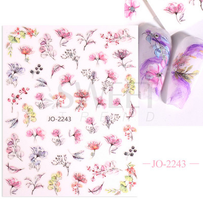 3D Akvarell Virág Körömmatricák Virágos geometriai vonalak Csillogó Levél Pillangó Tavaszi köröm dekor Gél Lakk Manikűr tippek BEJO