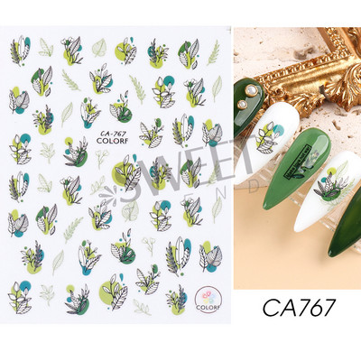 3D Akvarell Virág Körömmatricák Virágos geometriai vonalak Csillogó Levél Pillangó Tavaszi köröm dekor Gél Lakk Manikűr tippek BEJO