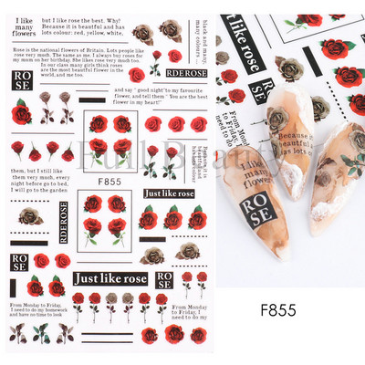 3D Akvarell Virág Körömmatricák Virágos geometriai vonalak Csillogó Levél Pillangó Tavaszi köröm dekor Gél Lakk Manikűr tippek BEJO