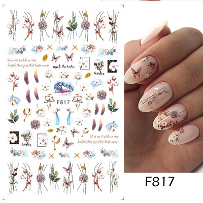 3D Akvarell Virág Körömmatricák Virágos geometriai vonalak Csillogó Levél Pillangó Tavaszi köröm dekor Gél Lakk Manikűr tippek BEJO