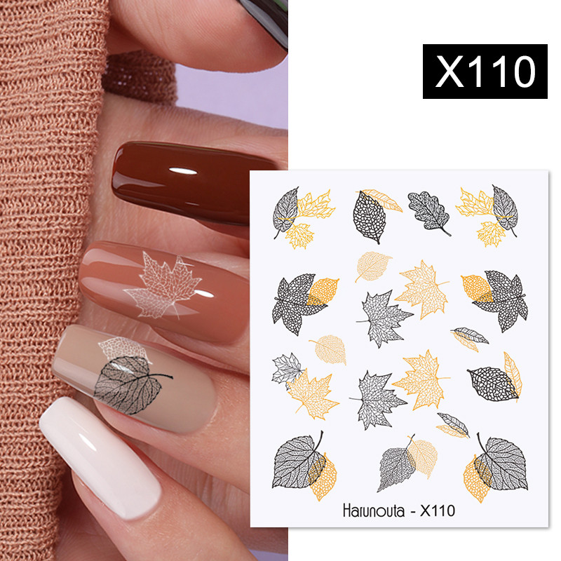 Harunouta őszi virágok levelek vonal mintás körmök matrica körömdíszítések matricák vízáteresztő csúszó fólia manikűr pakolások