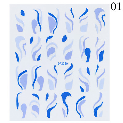 1db fekete fehér 3D körömmatricák fém arany ezüst geometrikus bojtcsík vonal ragasztó transzfer matricák körömdíszítés barkácsolás