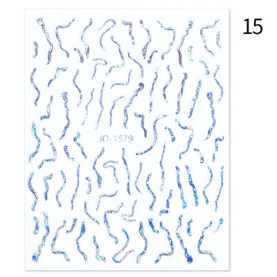 1db fekete fehér 3D körömmatricák fém arany ezüst geometrikus bojtcsík vonal ragasztó transzfer matricák körömdíszítés barkácsolás