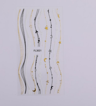 1db fekete fehér 3D körömmatricák fém arany ezüst geometrikus bojtcsík vonal ragasztó transzfer matricák körömdíszítés barkácsolás