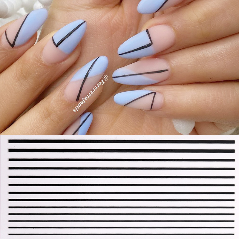 1db fekete fehér 3D körömmatricák fém arany ezüst geometrikus bojtcsík vonal ragasztó transzfer matricák körömdíszítés barkácsolás