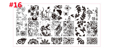 1db fekete virág csipke körömbélyegző lemezek rozsdamentes acél körömdíszítés bélyegsablon manikűr eszközök UV gél körömdíszítések