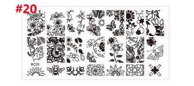 1db fekete virág csipke körömbélyegző lemezek rozsdamentes acél körömdíszítés bélyegsablon manikűr eszközök UV gél körömdíszítések