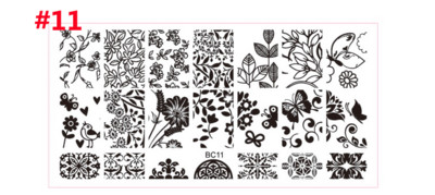1db fekete virág csipke körömbélyegző lemezek rozsdamentes acél körömdíszítés bélyegsablon manikűr eszközök UV gél körömdíszítések