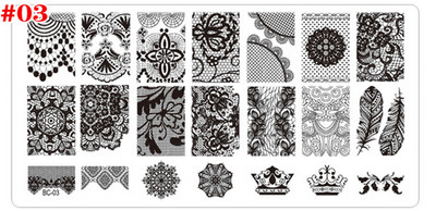 1db fekete virág csipke körömbélyegző lemezek rozsdamentes acél körömdíszítés bélyegsablon manikűr eszközök UV gél körömdíszítések