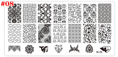 1db fekete virág csipke körömbélyegző lemezek rozsdamentes acél körömdíszítés bélyegsablon manikűr eszközök UV gél körömdíszítések