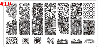 1db fekete virág csipke körömbélyegző lemezek rozsdamentes acél körömdíszítés bélyegsablon manikűr eszközök UV gél körömdíszítések