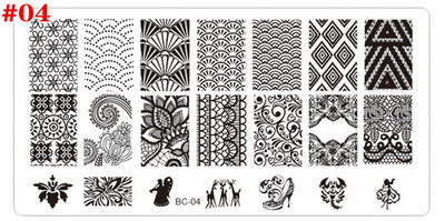 1db fekete virág csipke körömbélyegző lemezek rozsdamentes acél körömdíszítés bélyegsablon manikűr eszközök UV gél körömdíszítések