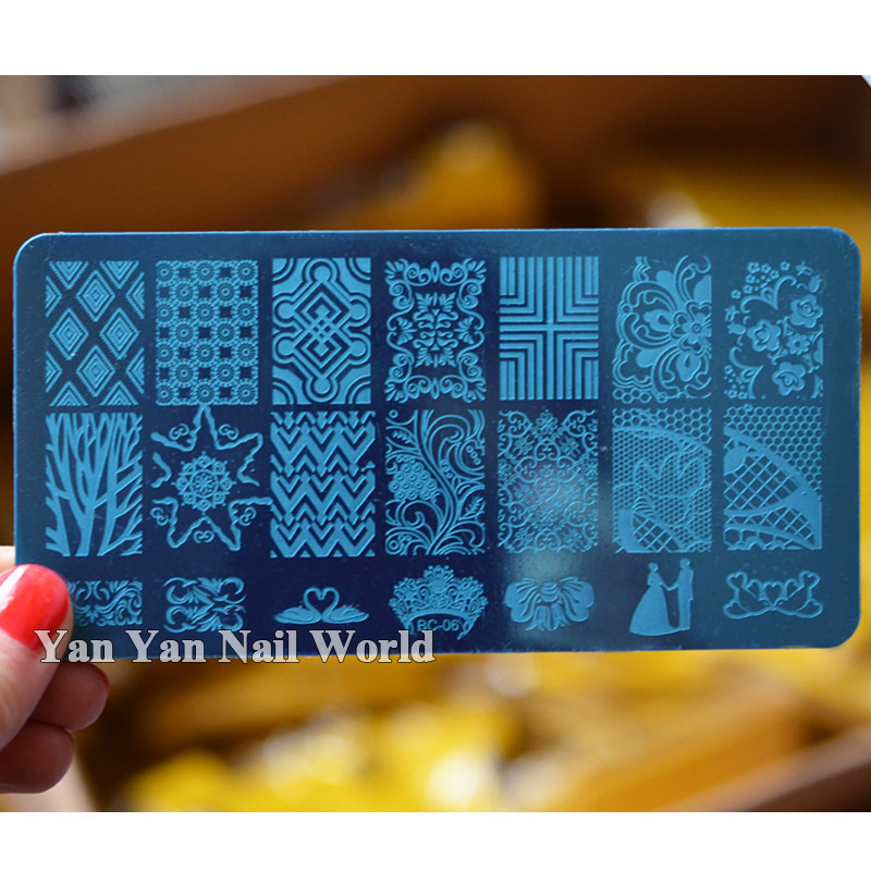 1db fekete virág csipke körömbélyegző lemezek rozsdamentes acél körömdíszítés bélyegsablon manikűr eszközök UV gél körömdíszítések