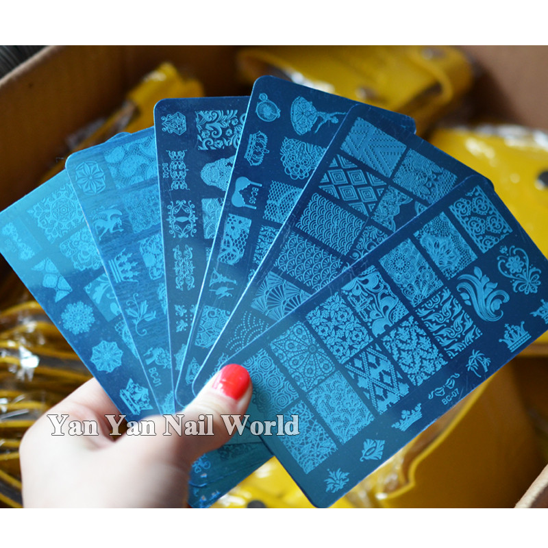 1db fekete virág csipke körömbélyegző lemezek rozsdamentes acél körömdíszítés bélyegsablon manikűr eszközök UV gél körömdíszítések