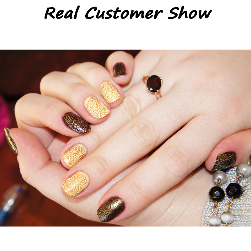 1db fekete virág csipke körömbélyegző lemezek rozsdamentes acél körömdíszítés bélyegsablon manikűr eszközök UV gél körömdíszítések
