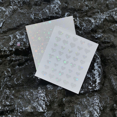 1 db fényvisszaverő csillogó 3D köröm matricák matricák ezüst por csillag design lézeres szerelem szív fóliák csillogó dekorációs manikűrök ÚJ