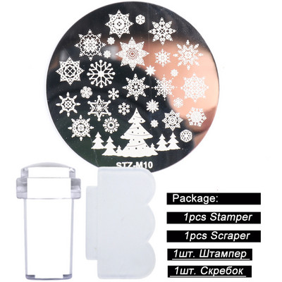 Karácsonyi körömdíszítő bélyegzőlap szett hópelyhek jávorszarvas Mikulás ajándék körömformák sablon lengyel nyomat bélyegző kaparó SASTZM01-10