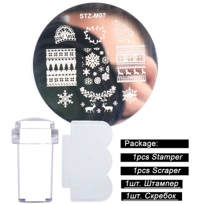 Karácsonyi körömdíszítő bélyegzőlap szett hópelyhek jávorszarvas Mikulás ajándék körömformák sablon lengyel nyomat bélyegző kaparó SASTZM01-10