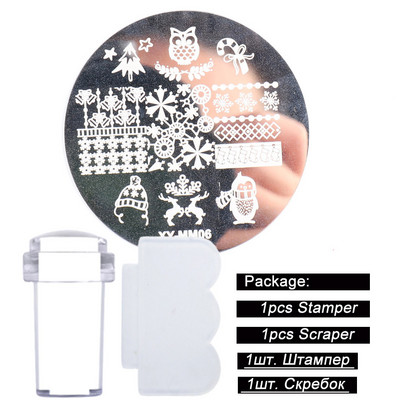 Karácsonyi körömdíszítő bélyegzőlap szett hópelyhek jávorszarvas Mikulás ajándék körömformák sablon lengyel nyomat bélyegző kaparó SASTZM01-10